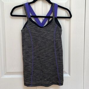 Lululemon athletica Gray and Purple Tank Top with built-in sports bra